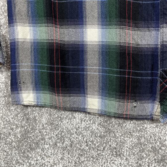 Salt Valley Flannel Shirt Mens Large Rayon Western Plaid Button Up *Distressed* - Picture 5 of 16